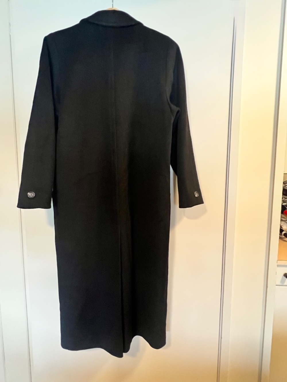 Vintage 80s Cassidy 100% Pure Wool Maxi Coat Double Breasted Black - Picture 2 of 7